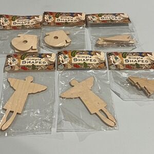 PROVO‎ CRAFT Simple SHAPES Wooden Craft Pieces Lot of 6 New Sealed